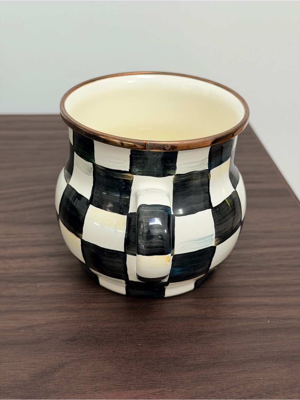 MacKenzie-Childs Black and Cream Checkered Ceramic Mug - Picture 3 of 5